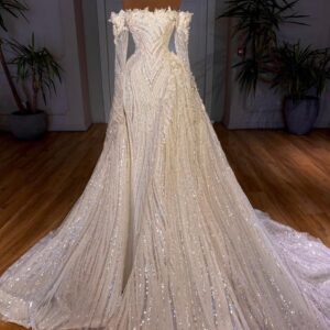 Robe sirène scintillante à manches détachées